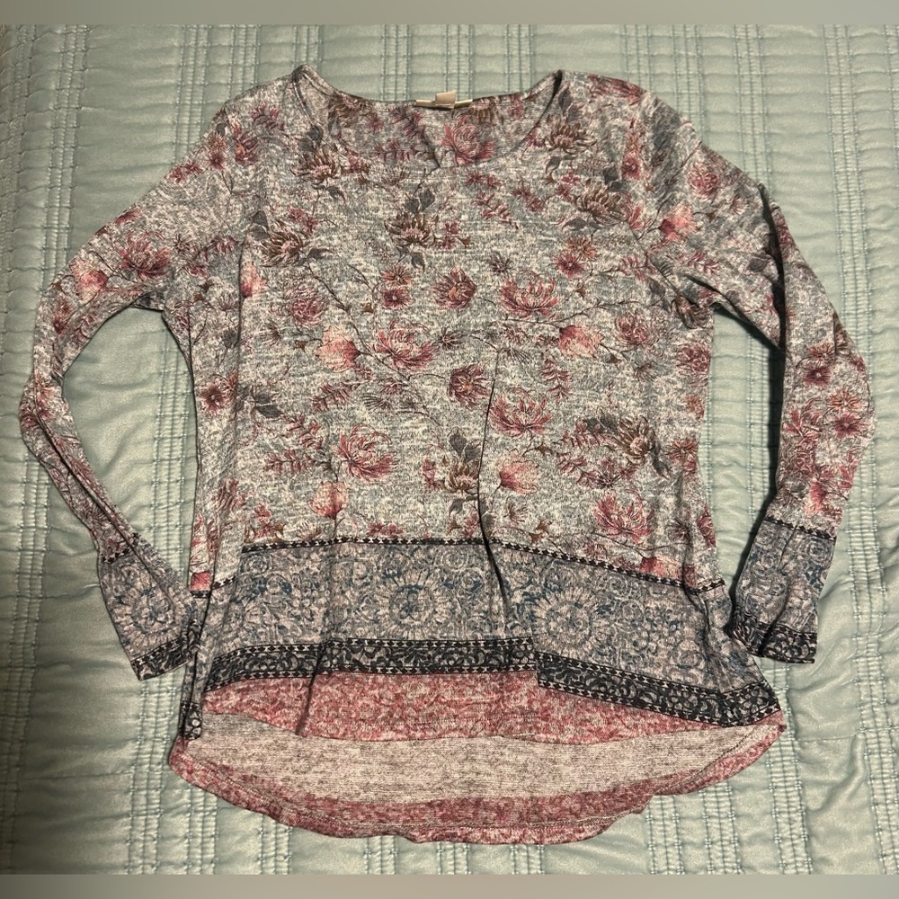 Style& Co Floral Long Sleeve Women's Top-size m